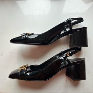 VERSACE Women's Medusa Black Slingback Square Toe Pumps size 36